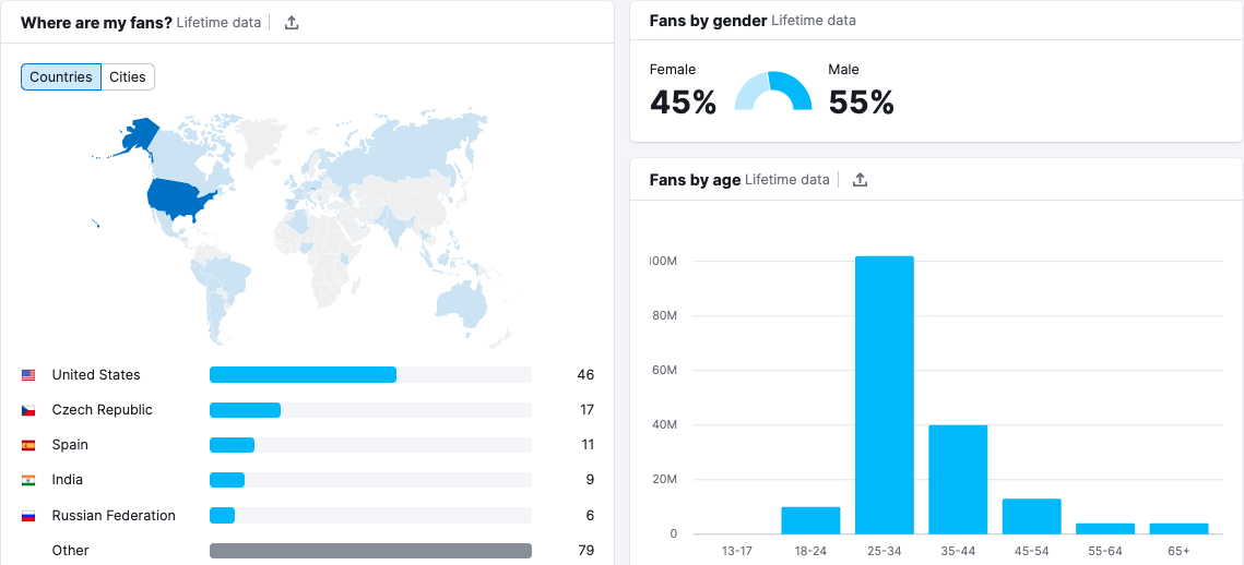 Scroll down the Audience tab to see a further demographic breakdown of your audience.