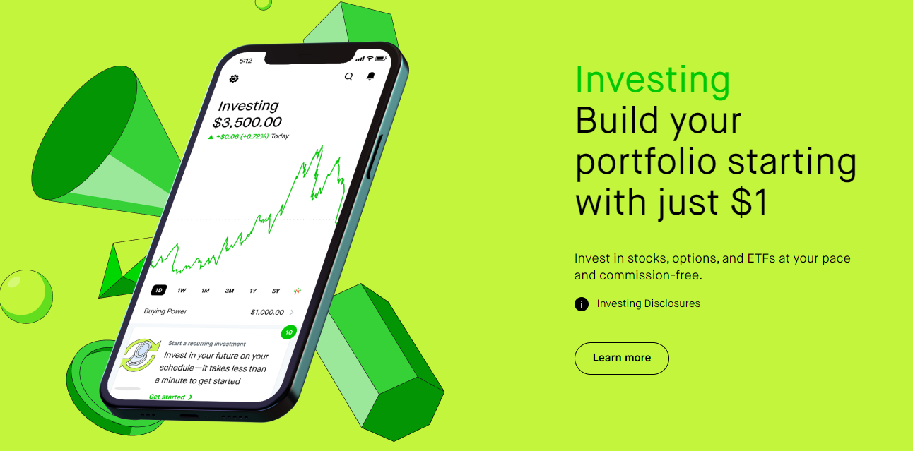 Robinhood’s landing page UVP