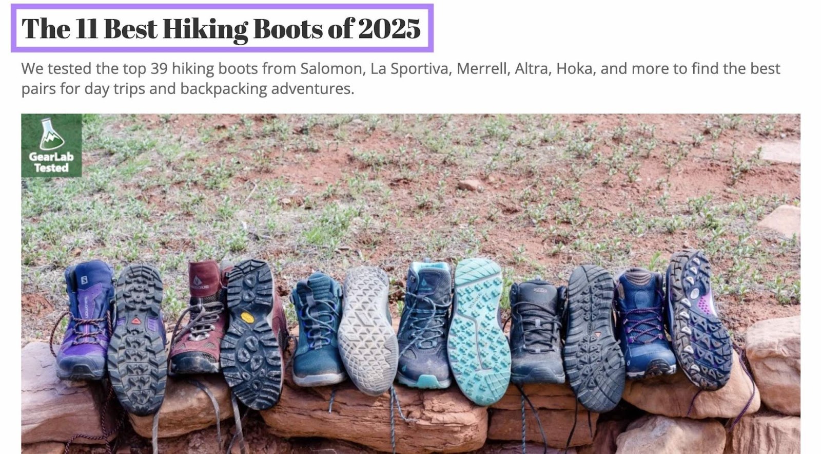 The header tag highlighted on top of a page.