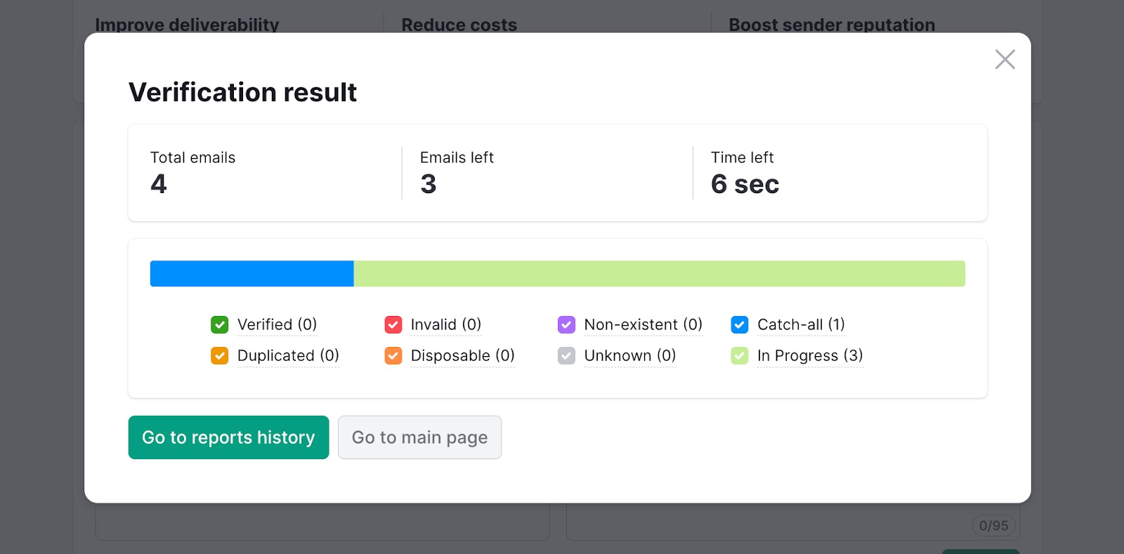 A pop-up window will give you information about your impending report as the tool combs through your email addresses.