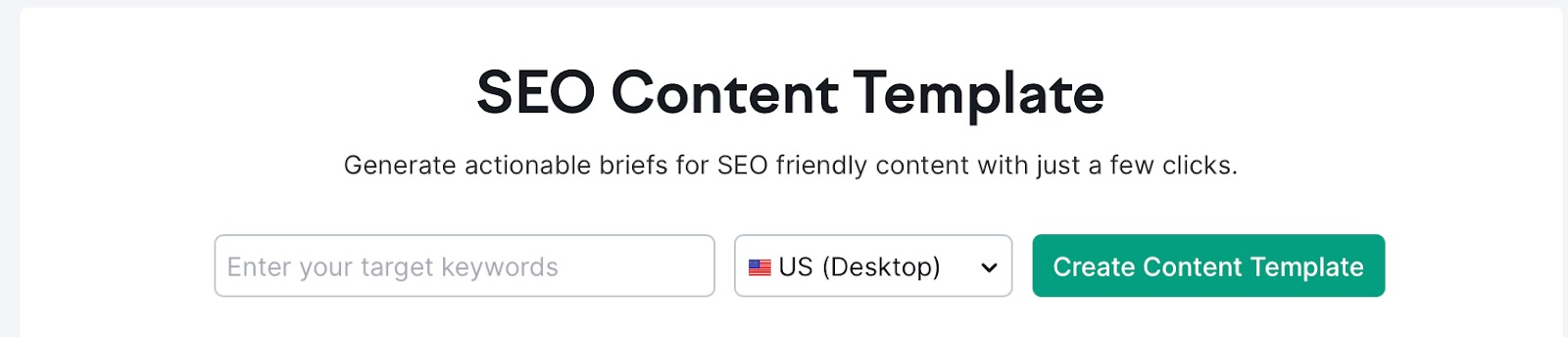 SEO Content template start page